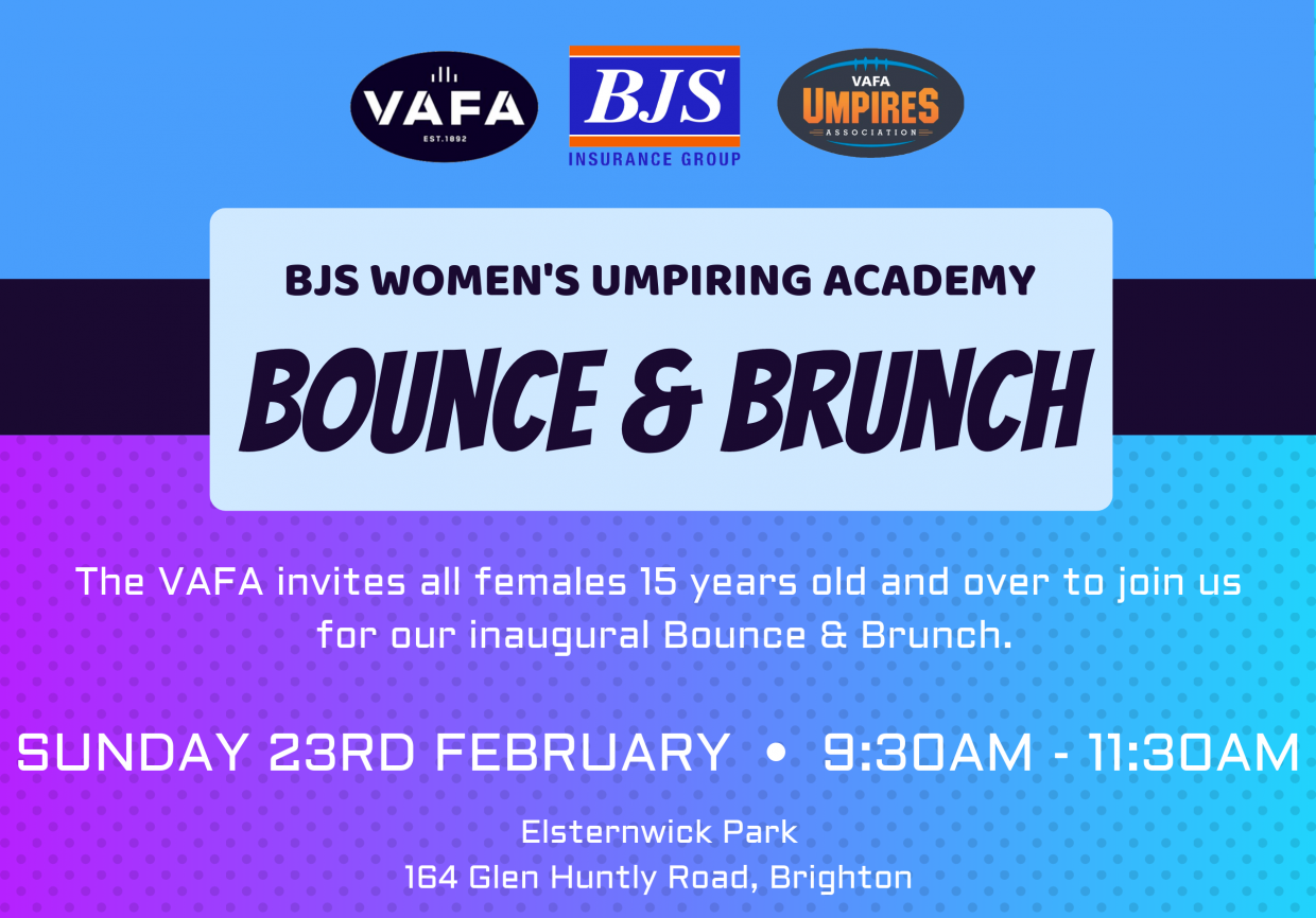 VAFA BJS Women's Umpiring Academy Presents 'Bounce & Brunch' | VAFA